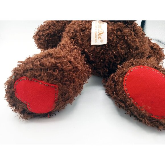 Bear Plush Dan Dee Teddy Dark Brown Red Heart Eye Paws 13 In Soft Stuffed Animal - Picture 9 of 14